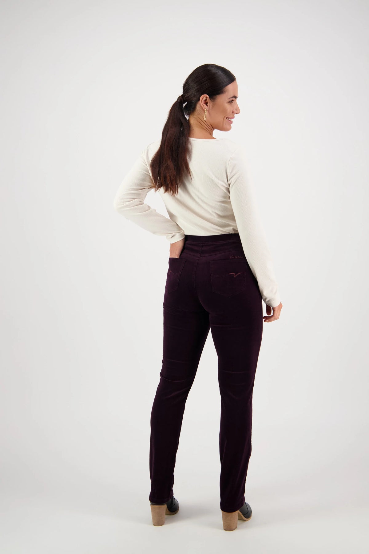 Vassalli 234M Slim Leg, Elastic Waist Cord Pants