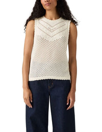 Ladies Levi's Adrienne Crochet Tank in Egret