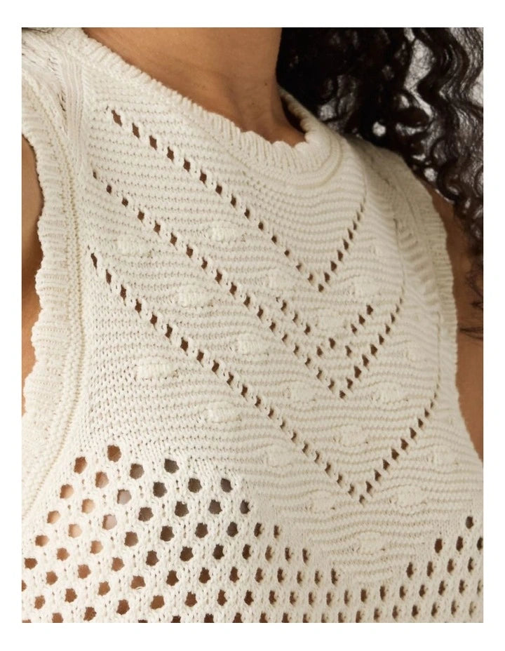 Ladies Levi's Adrienne Crochet Tank in Egret