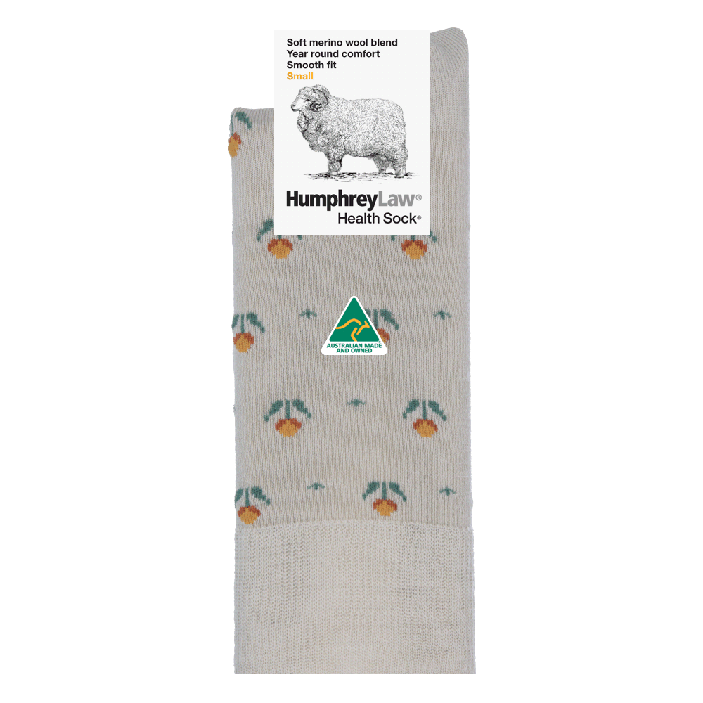Humphrey Law Ladies 60% Fine Merino Wool Tulip Pattern Health Sock