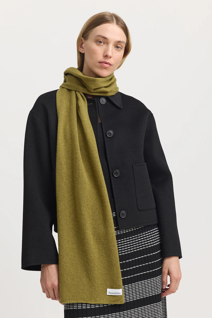 Toorallie Fine Wool Scarf in Cardamon, Light Oat and Sumak