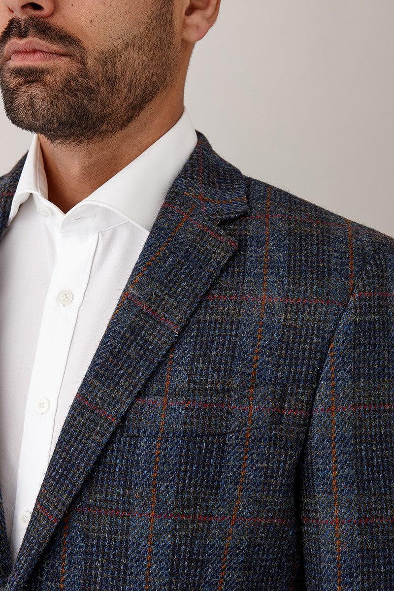 Harris Tweed Jacket Denim Tartan "Brian" FCP210