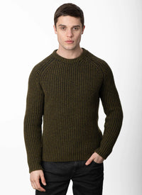 Fisherman's Chunky Ribbed Raglan Crew Neck Jumper