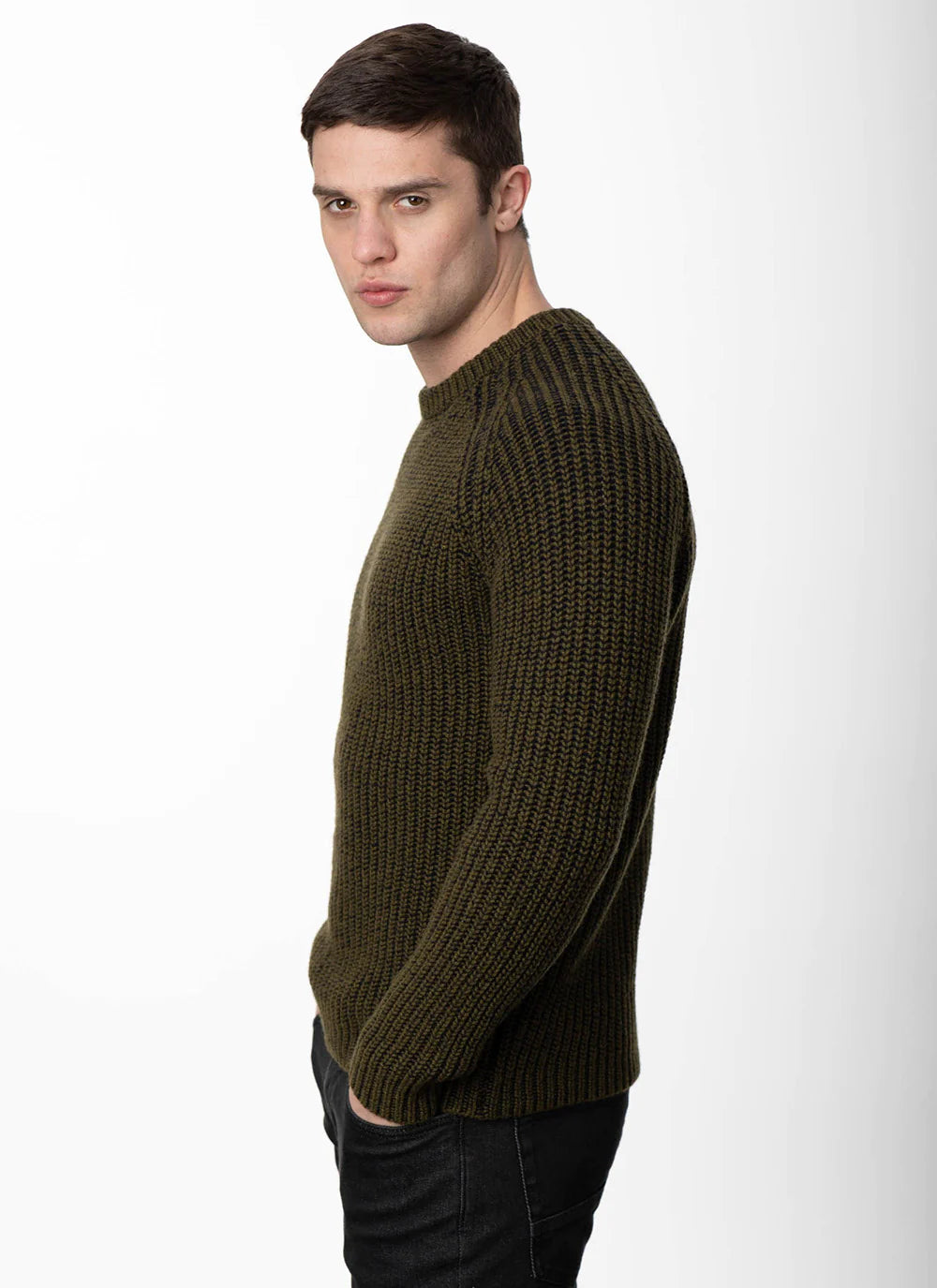 Fisherman's Chunky Ribbed Raglan Crew Neck Jumper