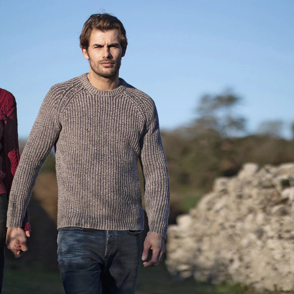 Fisherman's Chunky Ribbed Raglan Crew Neck Jumper