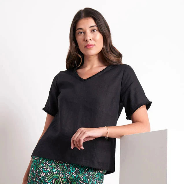 Foil V Benefits Top - Black