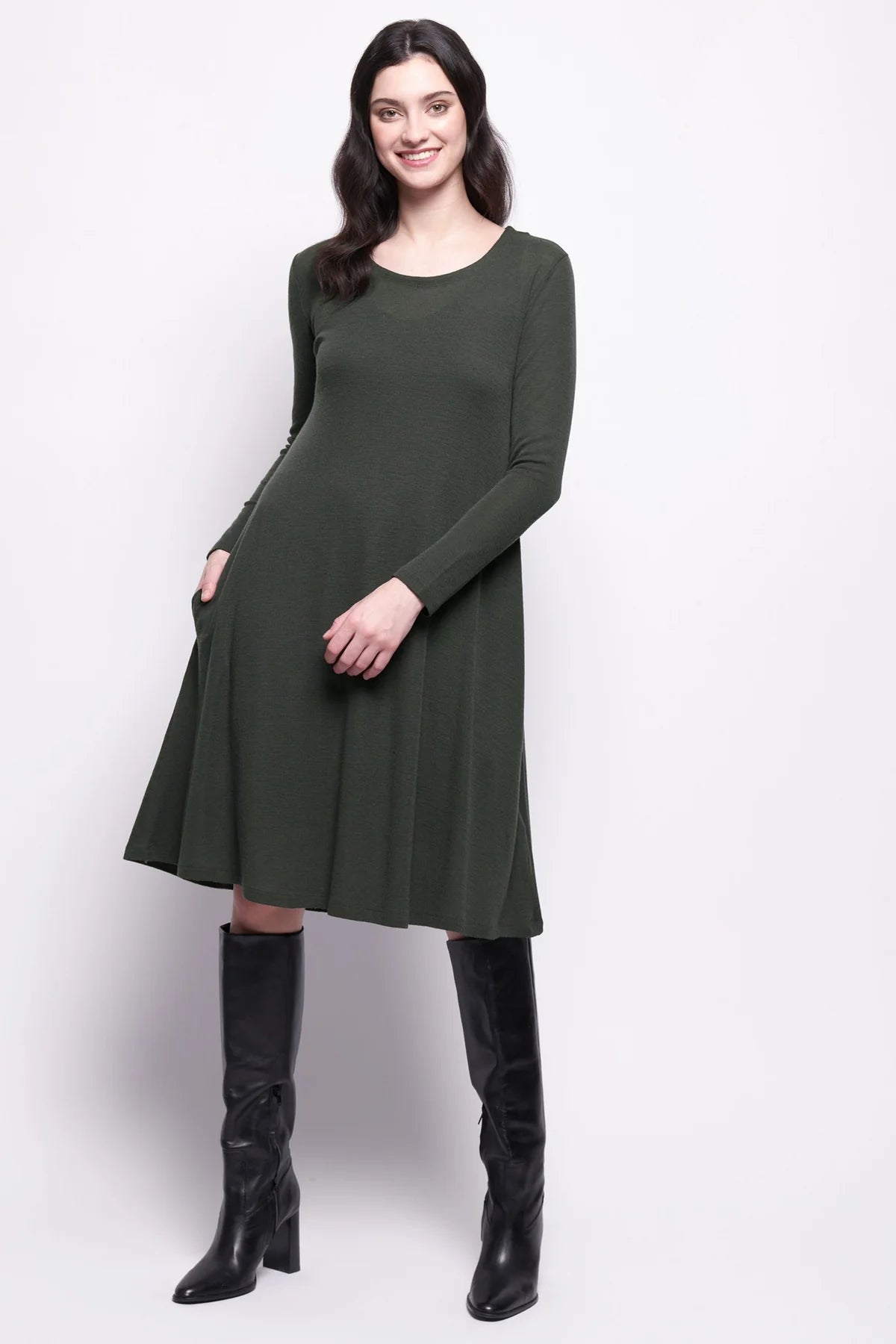 Foil Shear Delight Dress in Moss