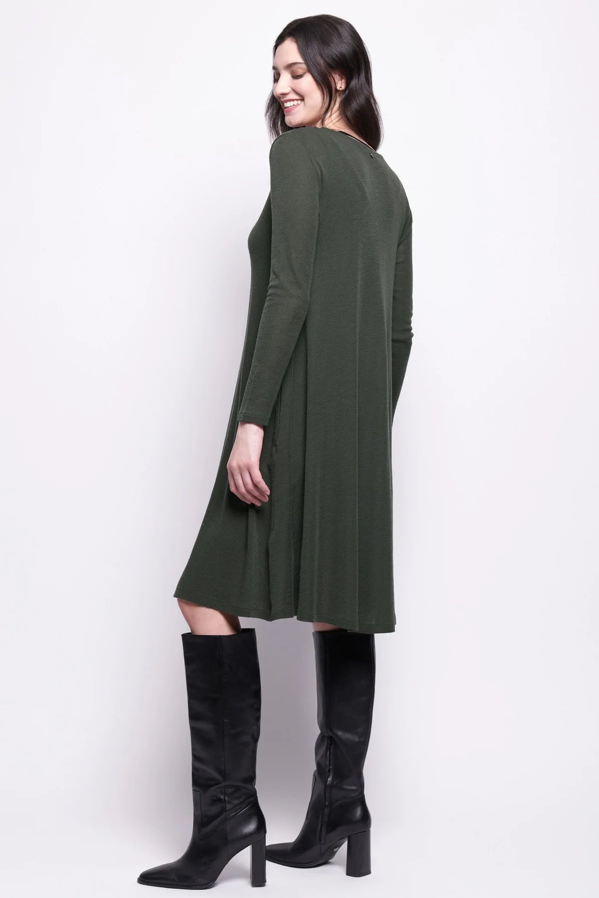 Foil Shear Delight Dress in Moss