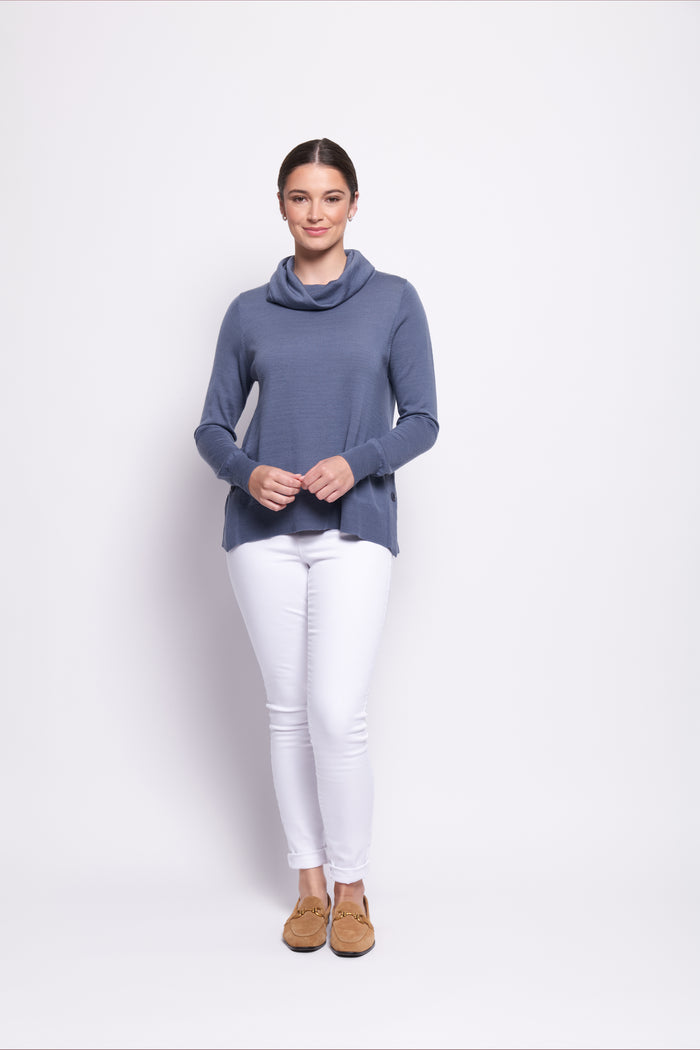 Foil Side By Side Sweater in Airforce