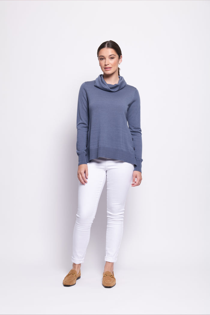 Foil Side By Side Sweater in Airforce