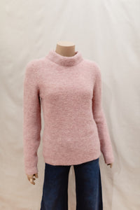 Ladies Fisherman Links Stitch Mock Neck Jumper - Pink