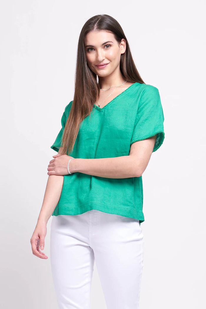Foil Fringe Benefits Top - Vivid Green