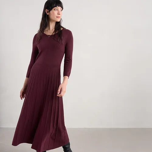 Folk Song Dress in Merlot