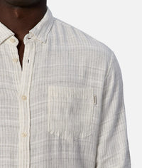 The Honduras L/S Linen Shirt in Cream + Olive