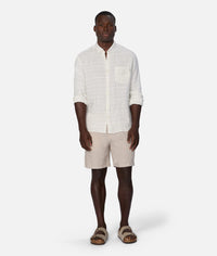 The Honduras L/S Linen Shirt in Cream + Olive