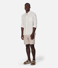 The Honduras L/S Linen Shirt in Cream + Olive