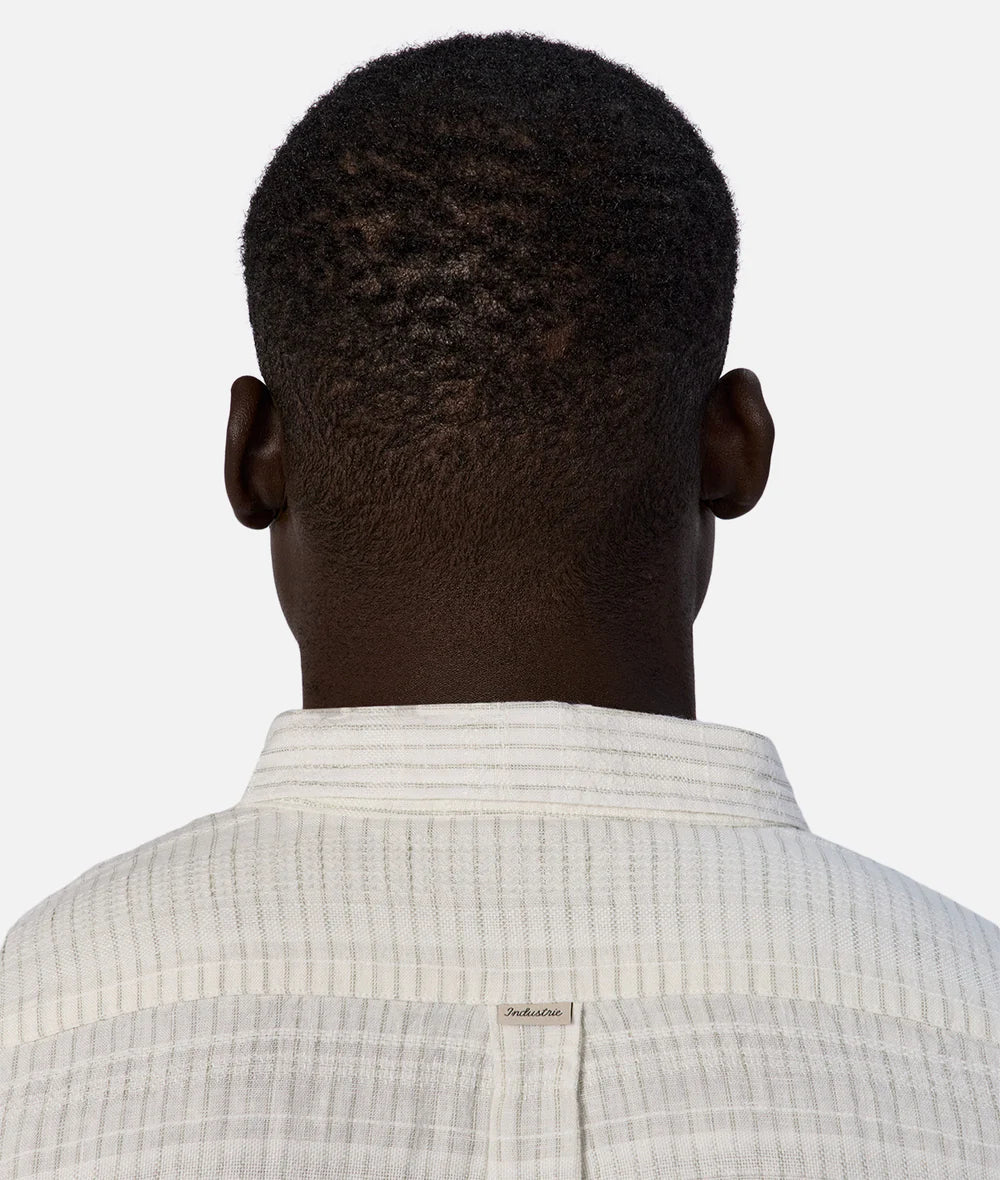 The Honduras L/S Linen Shirt in Cream + Olive