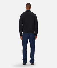The Lakewood Zip Neck Knit in Dark Navy Melange