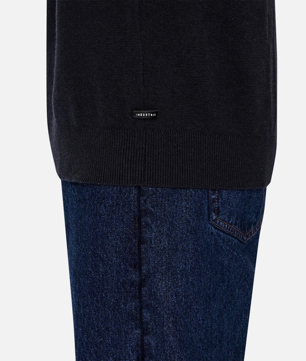 The Lakewood Zip Neck Knit in Dark Navy Melange