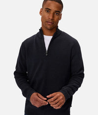 The Lakewood Zip Neck Knit in Dark Navy Melange