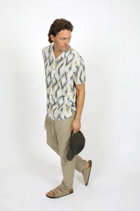 James Harper Short Sleeve IKAT Cuban Collar Shirt