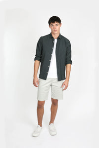 James Harper Long Sleeve Linen Shirt Liquorice