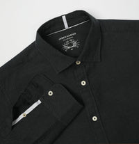 James Harper Long Sleeve Linen Shirt Liquorice