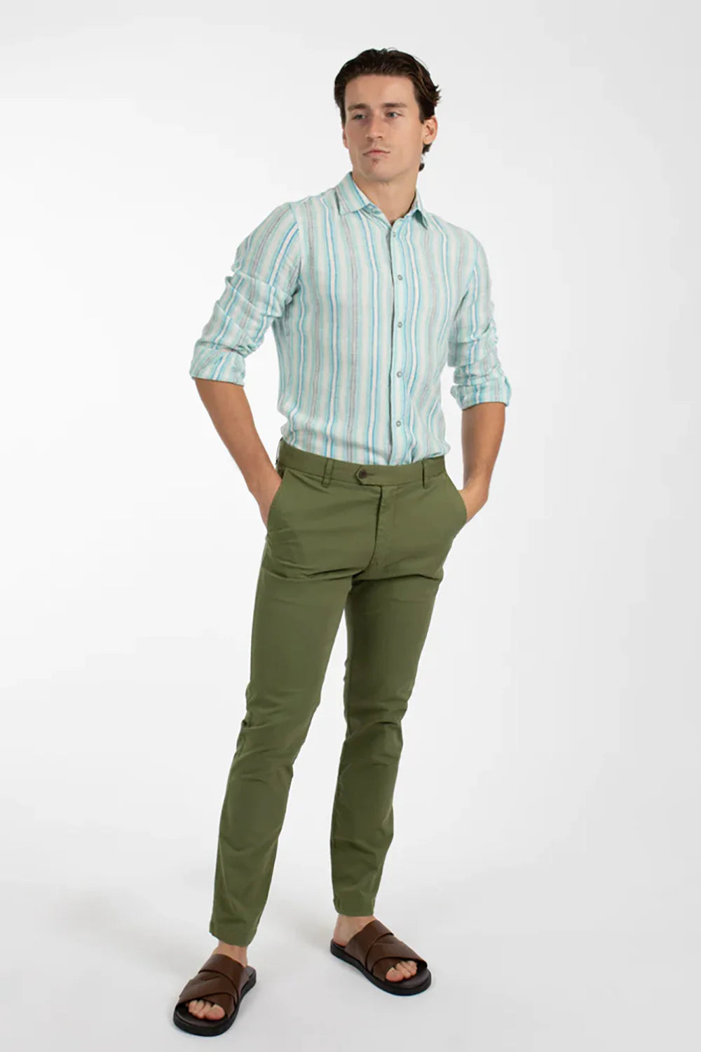 James Harper Stretch Cotton Chino - Kelp