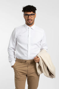 James Harper Long Sleeve Waffle Shirt White