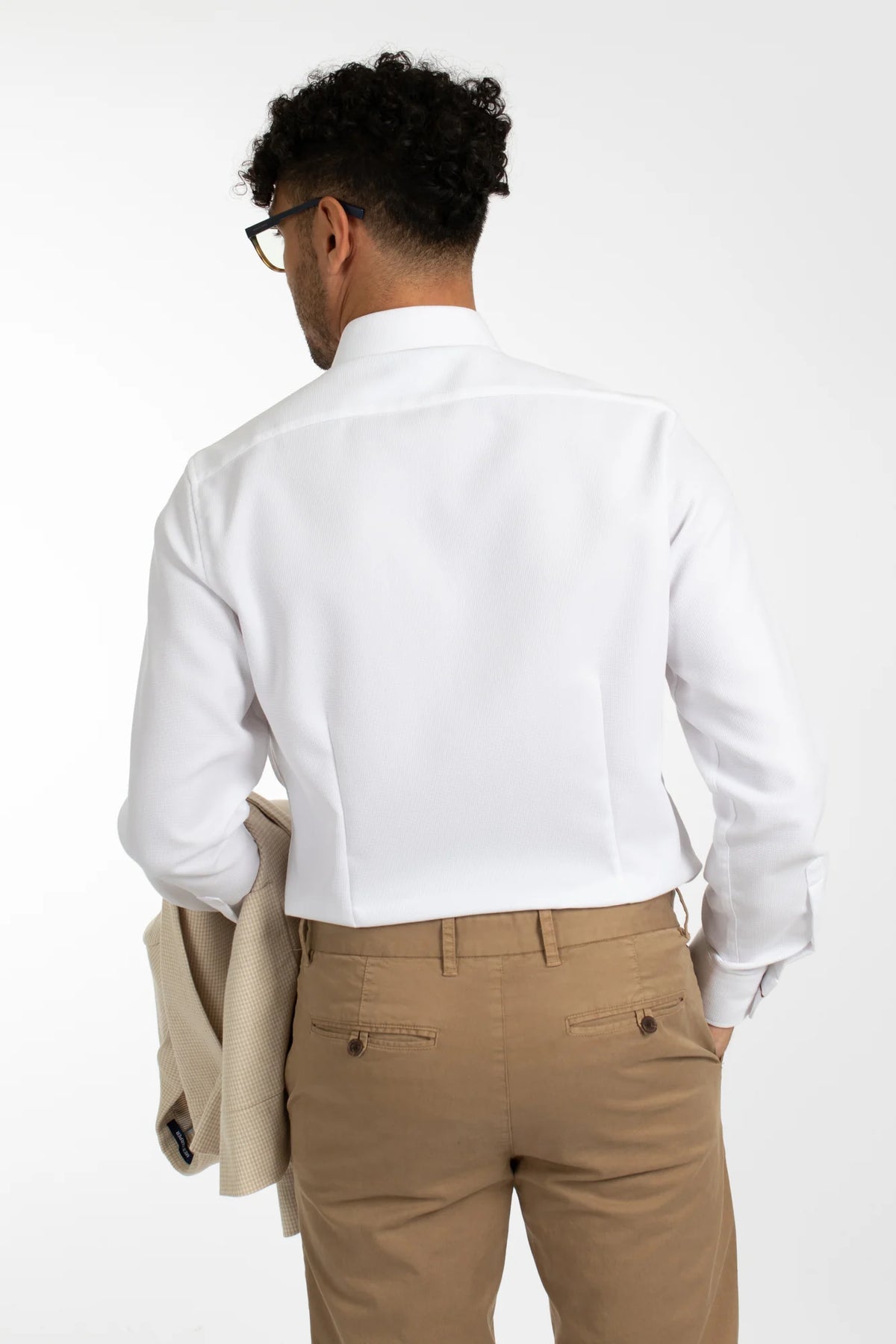 James Harper Long Sleeve Waffle Shirt White