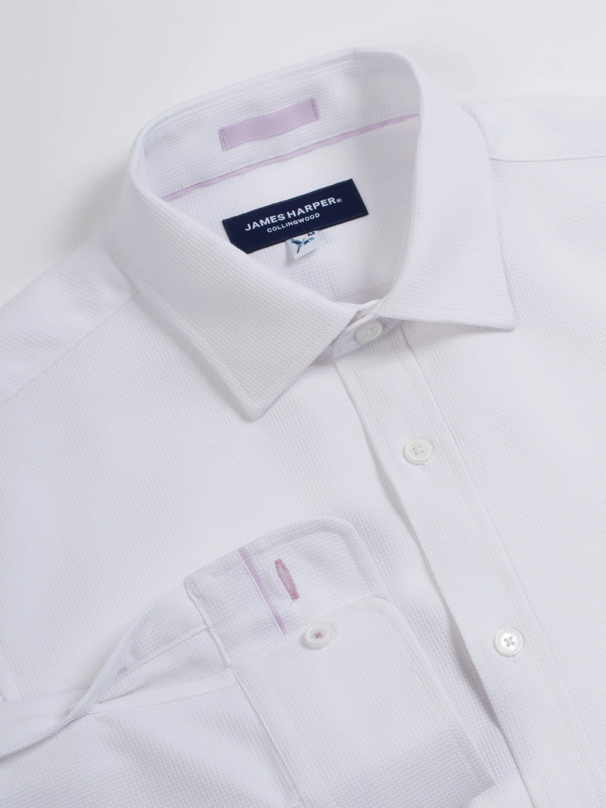 James Harper Long Sleeve Waffle Shirt White