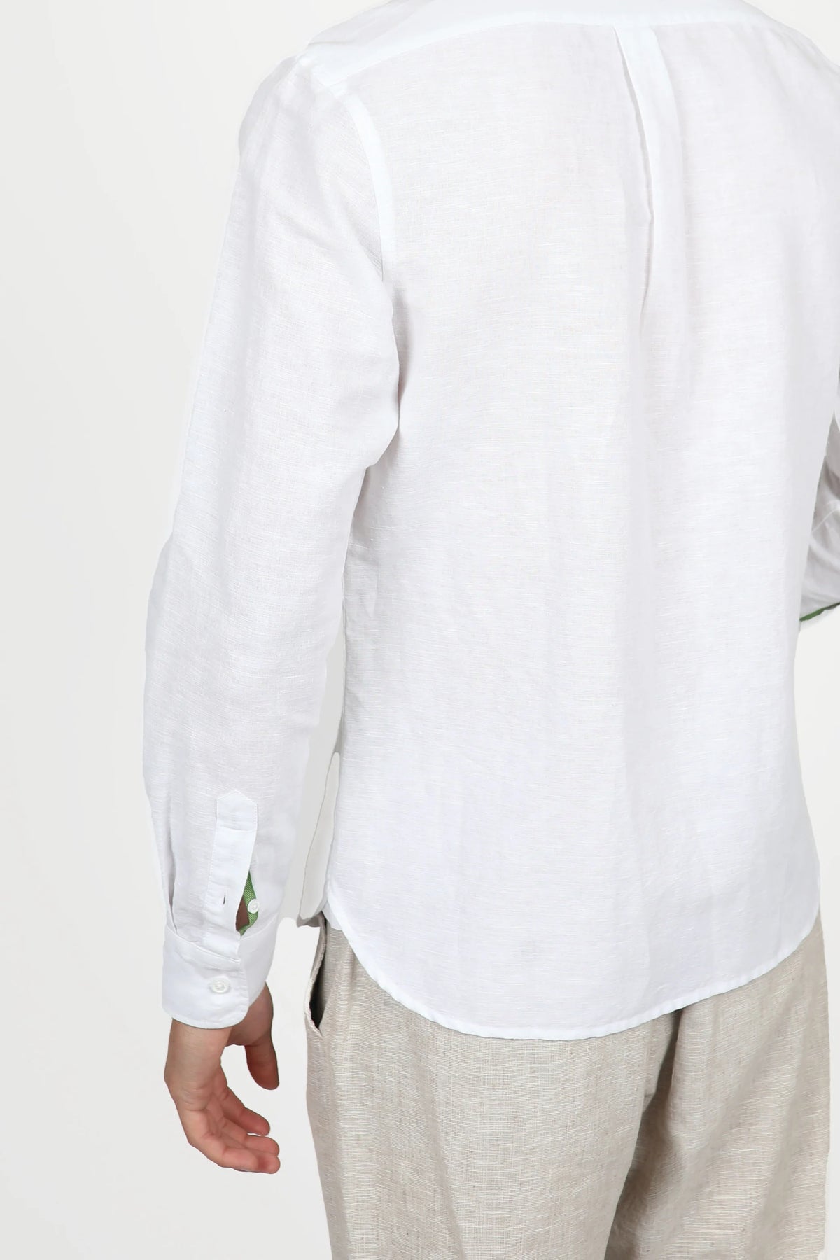 James Harper Long Sleeve Linen Shirt White