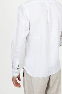 James Harper Long Sleeve Linen Shirt White