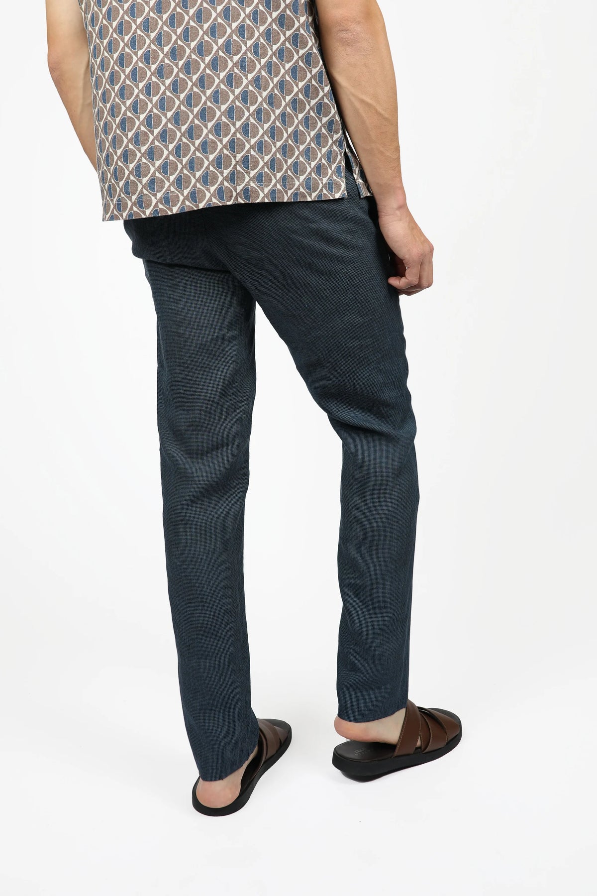 James Harper Navy Houndstooth Pants
