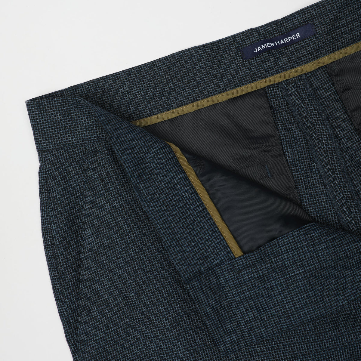 James Harper Navy Houndstooth Pants