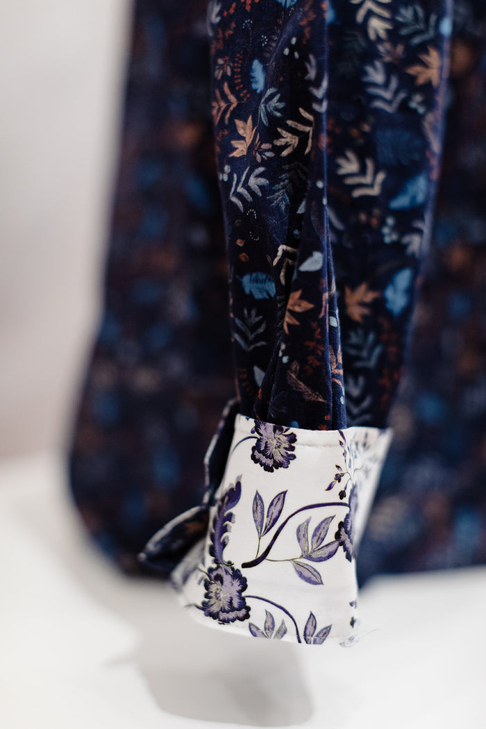 Men's Blue / Beige  Autumn Botanical Long Sleeve Shirt - Berlin