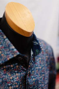 Men's Multi Floral Navy Long Sleeve Shirt - Berlin