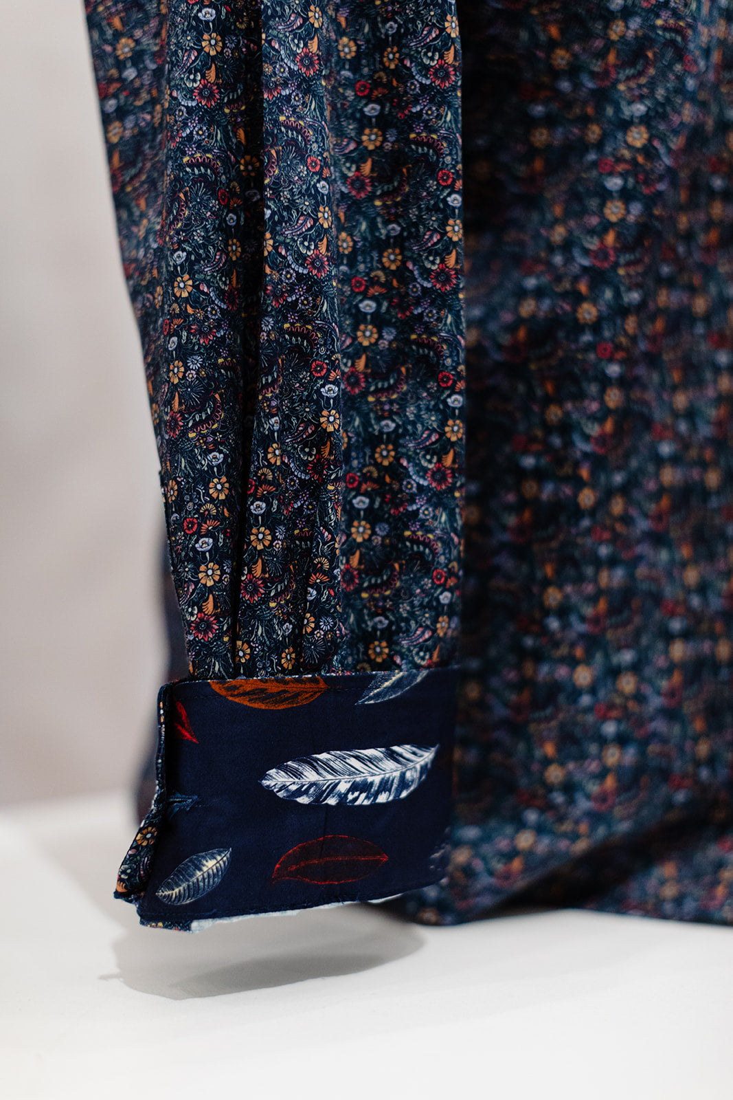 Men's Multi Floral Navy Long Sleeve Shirt - Berlin
