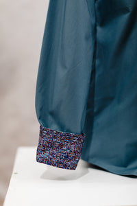 Men's Teal Blue Long Sleeve Shirt - Berlin