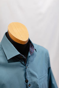Men's Teal Blue Long Sleeve Shirt - Berlin