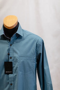 Men's Teal Blue Long Sleeve Shirt - Berlin