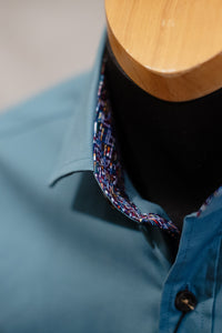 Men's Teal Blue Long Sleeve Shirt - Berlin