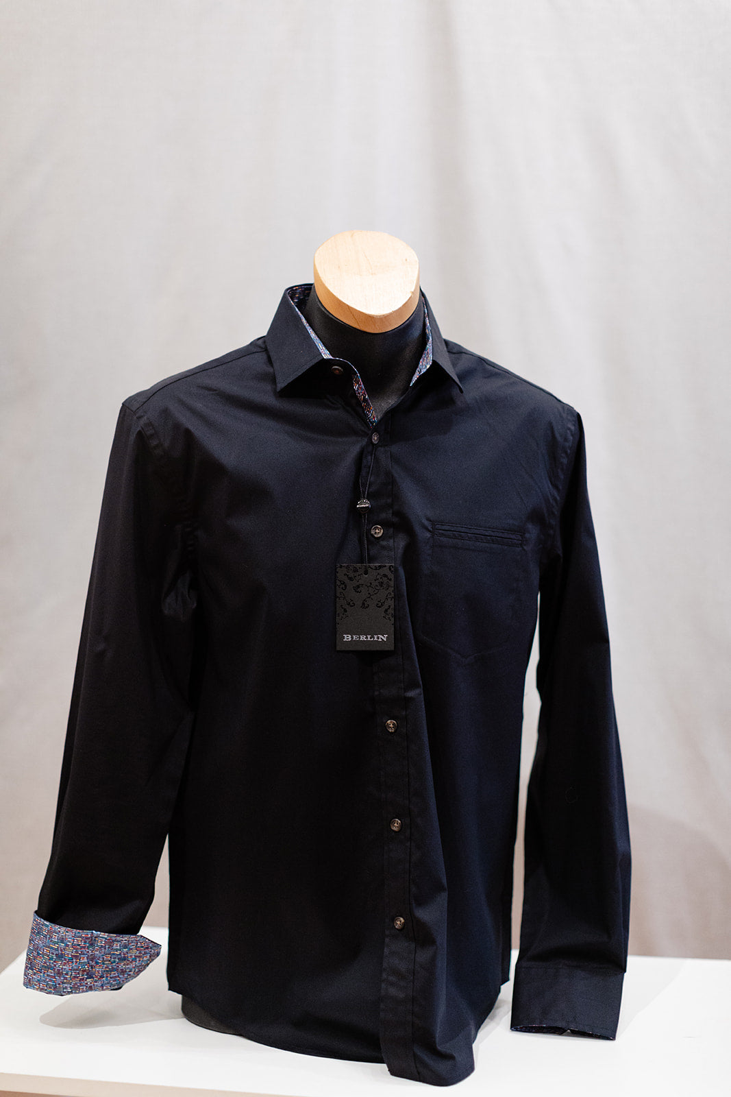 Men's Black Long Sleeve Shirt - Berlin