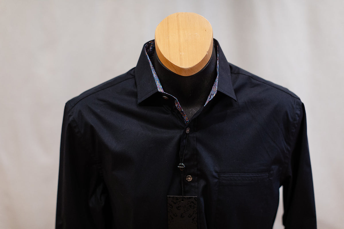 Men's Black Long Sleeve Shirt - Berlin
