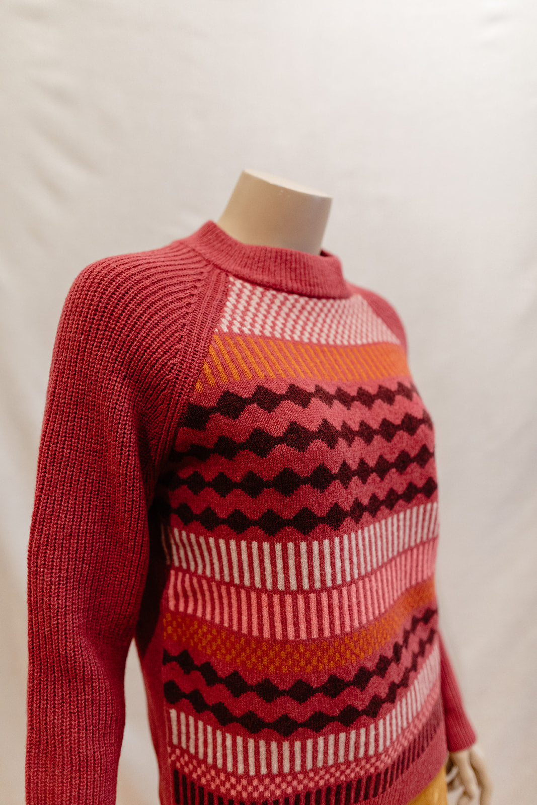 Mansted Kitt Crew Jumper in Grey + Dark Pink