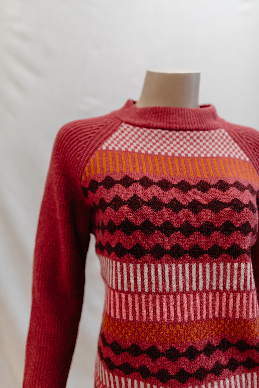 Mansted Kitt Crew Jumper in Grey + Dark Pink