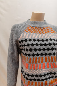 Mansted Kitt Crew Jumper in Grey + Dark Pink
