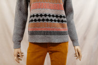 Mansted Kitt Crew Jumper in Grey + Dark Pink