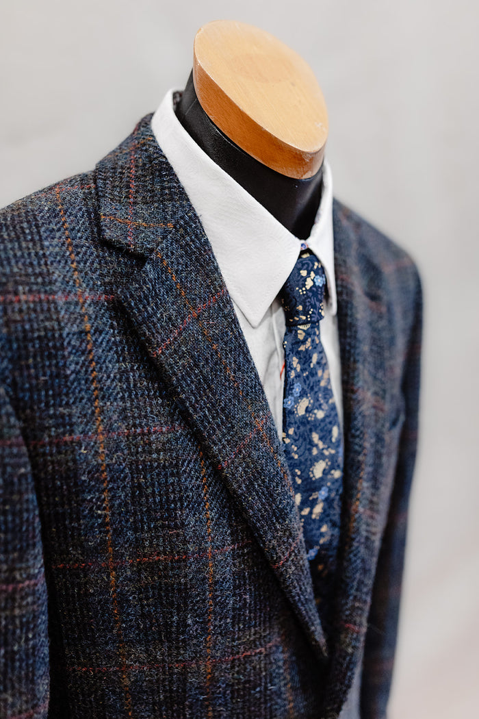 Harris Tweed Jacket Denim Tartan "Brian" FCP210