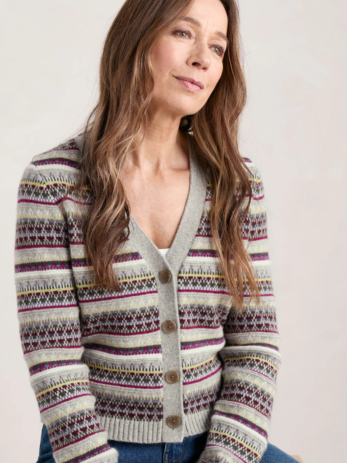 Lamorna Lane Fair Isle Cardigan in Hemmick Aran Multi